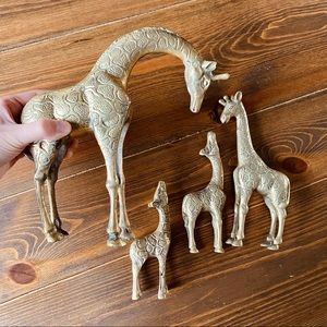 **SOLD** Vintage Brass Giraffe Family of 4